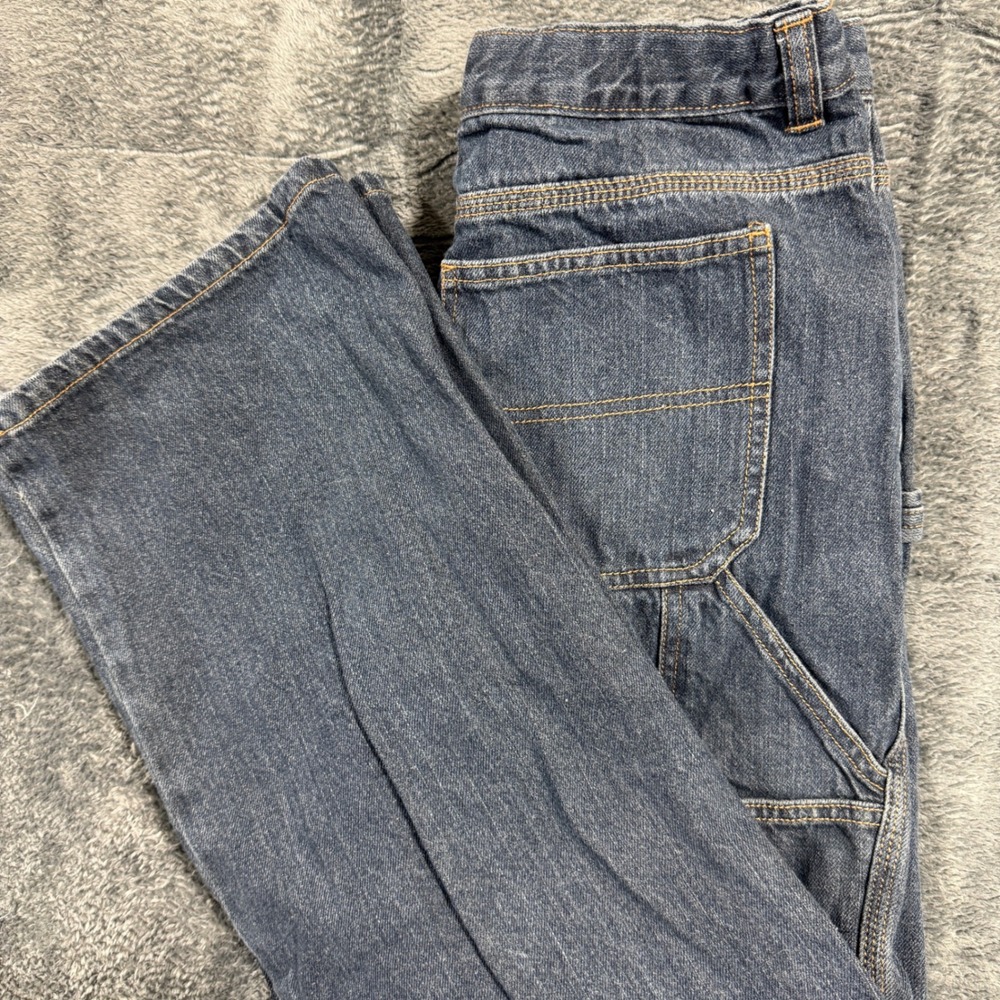 Faded Glory Carpenter Jeans Boys 16 Husky Dark Tint Blue Denim Workwear Pants